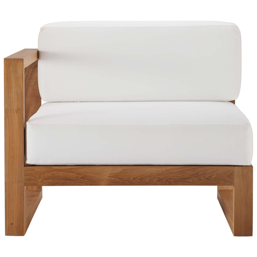 Cedar Outdoor Patio Teak Wood Left-Arm Chair in Natural White