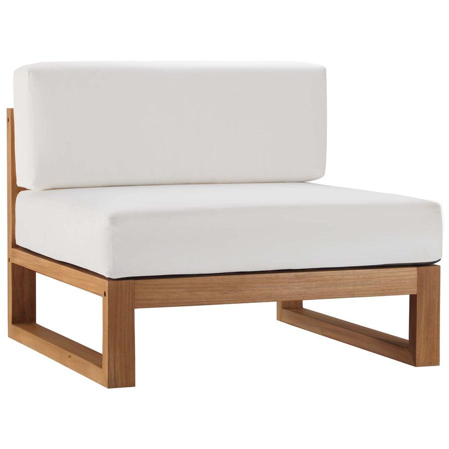 Cedar Outdoor Patio Teak Wood Armless Chair in Natural White