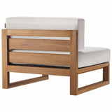 Cedar Outdoor Patio Teak Wood Armless Chair in Natural White
