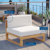 Cedar Outdoor Patio Teak Wood Armless Chair in Natural White