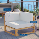 Cedar Outdoor Patio Teak Wood Corner Chair in Natural White
