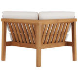 Fable Outdoor Patio Teak Wood Corner Chair in Natural White