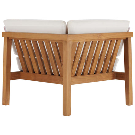 Bayport Outdoor Patio Teak Wood Corner Chair in Natural White