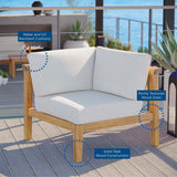 Fable Outdoor Patio Teak Wood Corner Chair in Natural White
