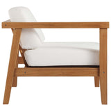 Fable Outdoor Patio Teak Wood Left-Arm Chair in Natural White