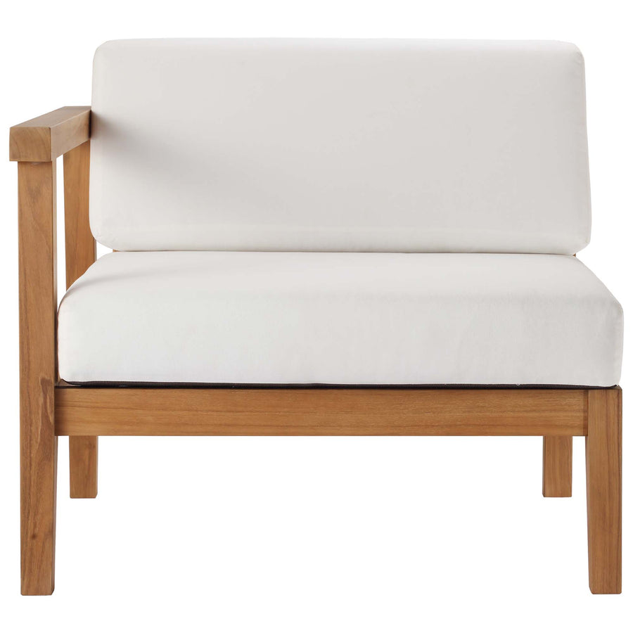 Fable Outdoor Patio Teak Wood Left-Arm Chair in Natural White