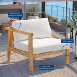 Fable Outdoor Patio Teak Wood Left-Arm Chair in Natural White