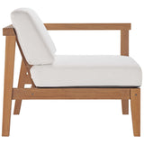 Fable Outdoor Patio Teak Wood Right-Arm Chair in Natural White
