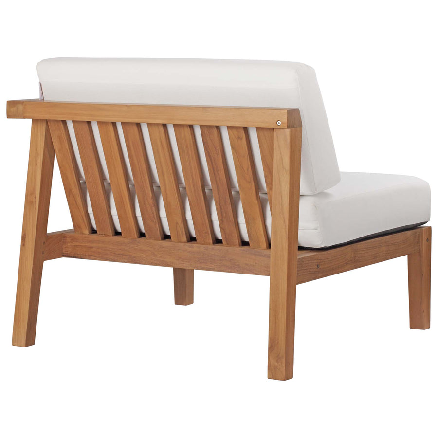 Fable Outdoor Patio Teak Wood Right-Arm Chair in Natural White