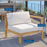 Fable Outdoor Patio Teak Wood Right-Arm Chair in Natural White