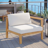 Fable Outdoor Patio Teak Wood Right-Arm Chair in Natural White