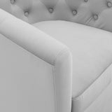 Hadley Tufted Performance Velvet Swivel Armchair in Light Gray