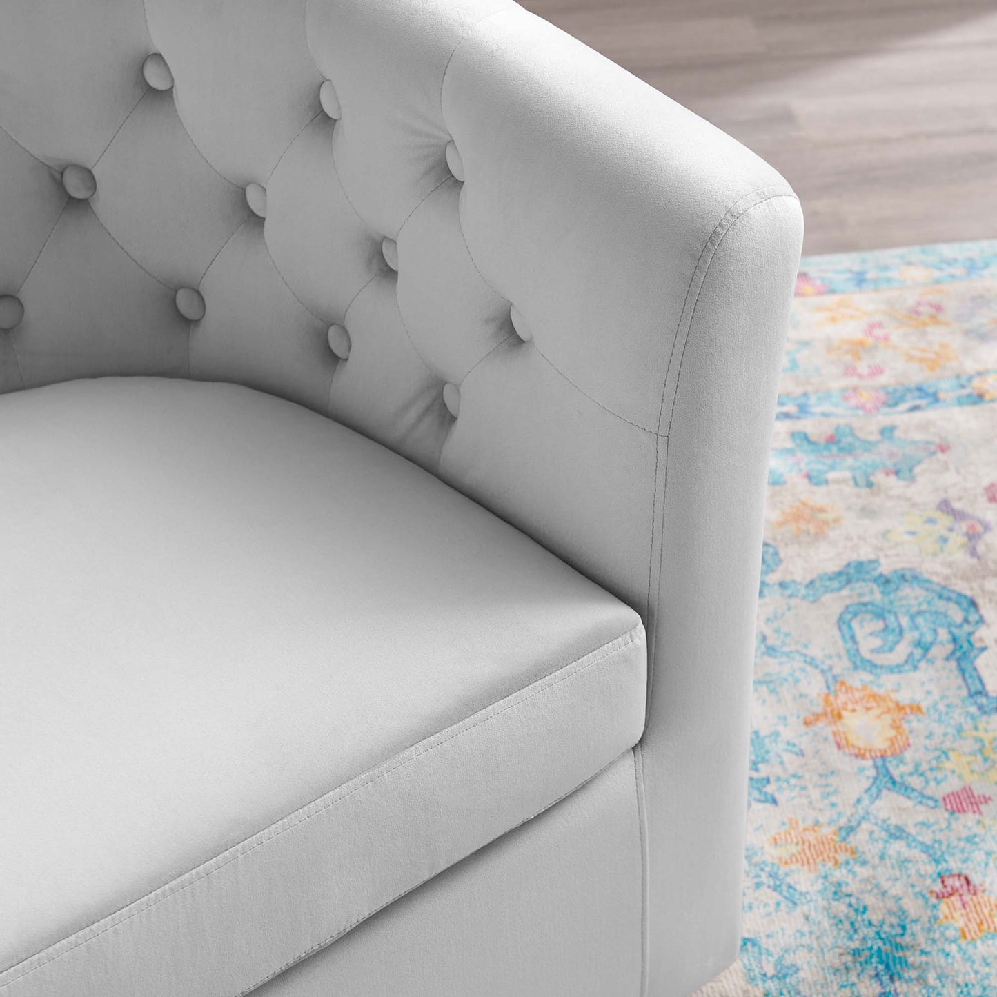 Prospect Tufted Performance Velvet Swivel Armchair by Furniture For America