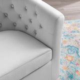 Hadley Tufted Performance Velvet Swivel Armchair in Light Gray
