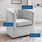 Hadley Tufted Performance Velvet Swivel Armchair in Light Gray