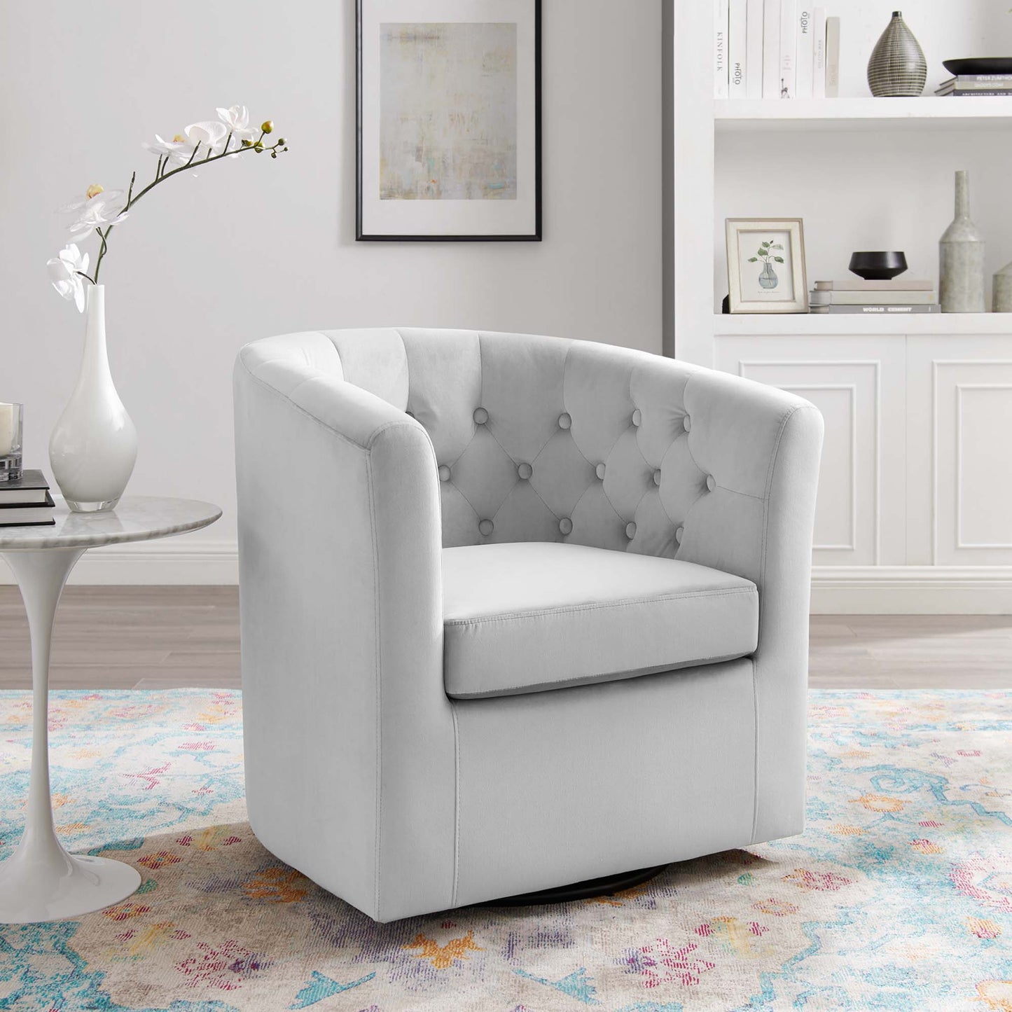 Prospect Tufted Performance Velvet Swivel Armchair by Furniture For America