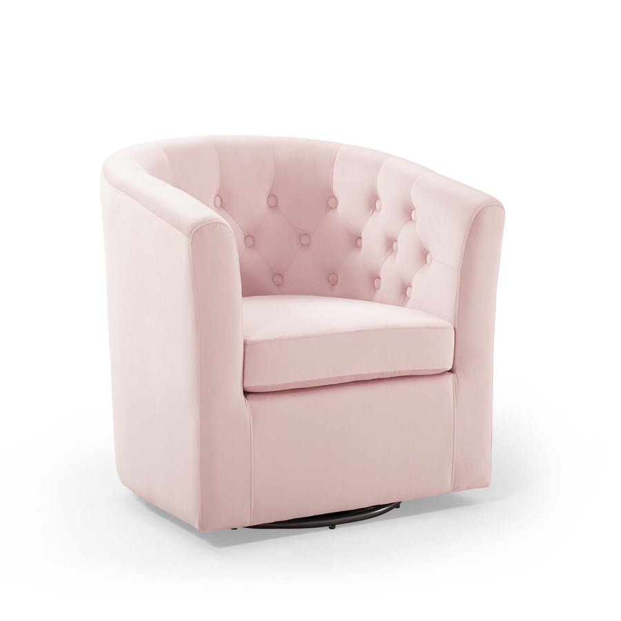Hadley Tufted Performance Velvet Swivel Armchair in Pink