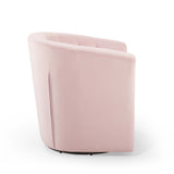 Hadley Tufted Performance Velvet Swivel Armchair in Pink