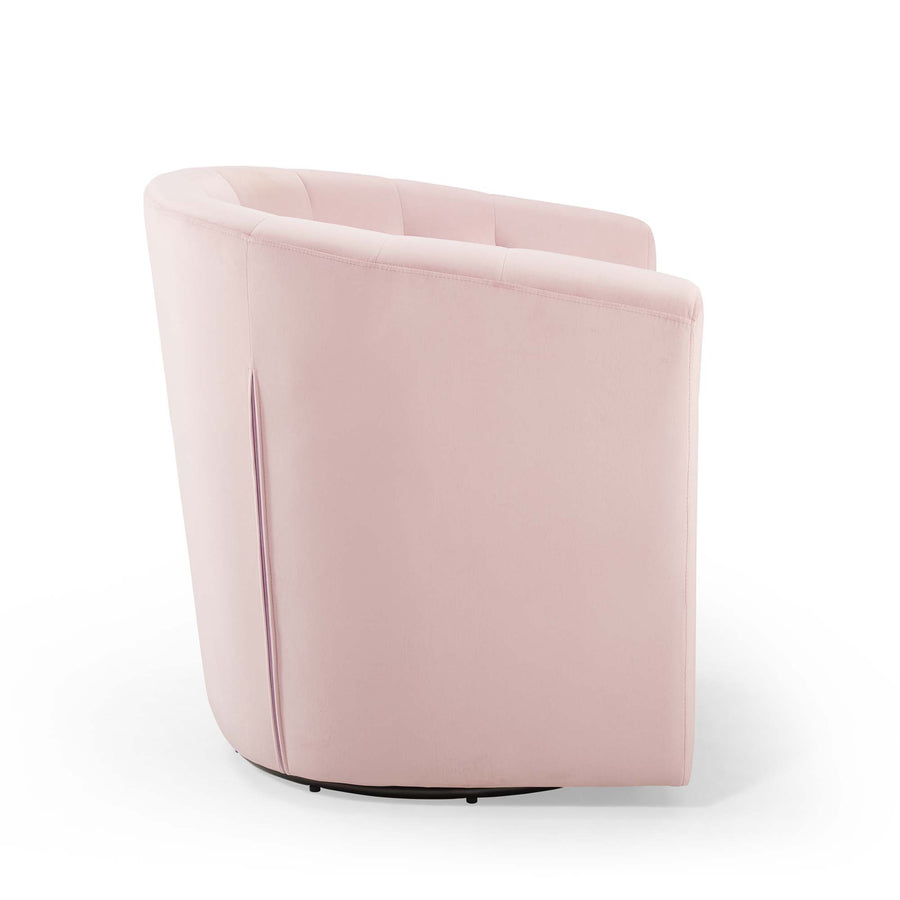 Hadley Tufted Performance Velvet Swivel Armchair in Pink
