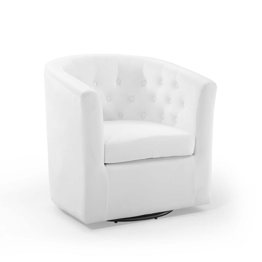 Hadley Tufted Performance Velvet Swivel Armchair in White