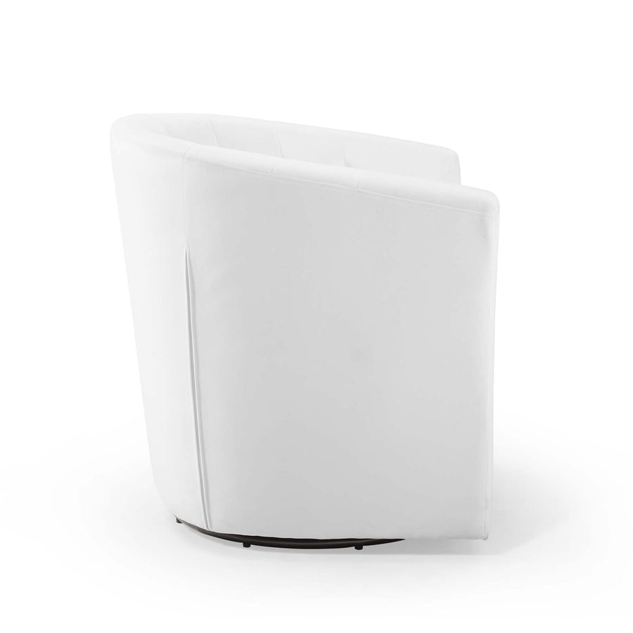 Hadley Tufted Performance Velvet Swivel Armchair in White
