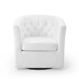 Hadley Tufted Performance Velvet Swivel Armchair in White
