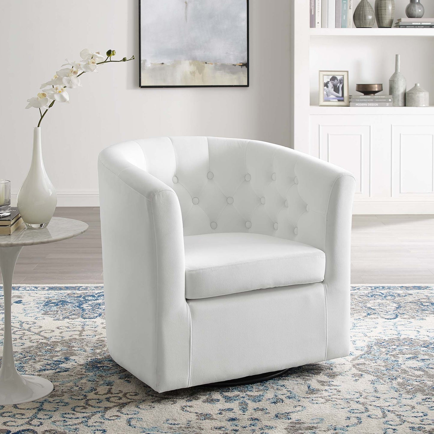 Prospect Tufted Performance Velvet Swivel Armchair by Furniture For America