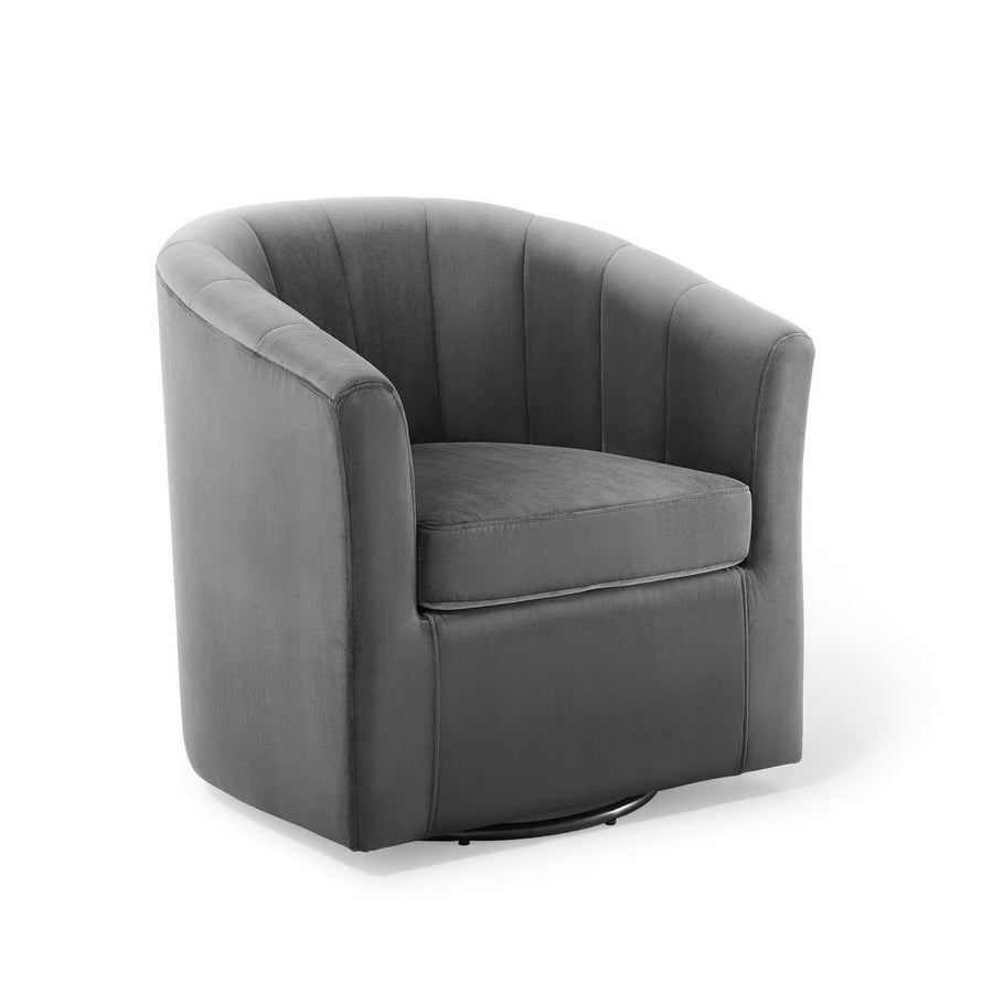 Hadley Performance Velvet Swivel Armchair in Charcoal