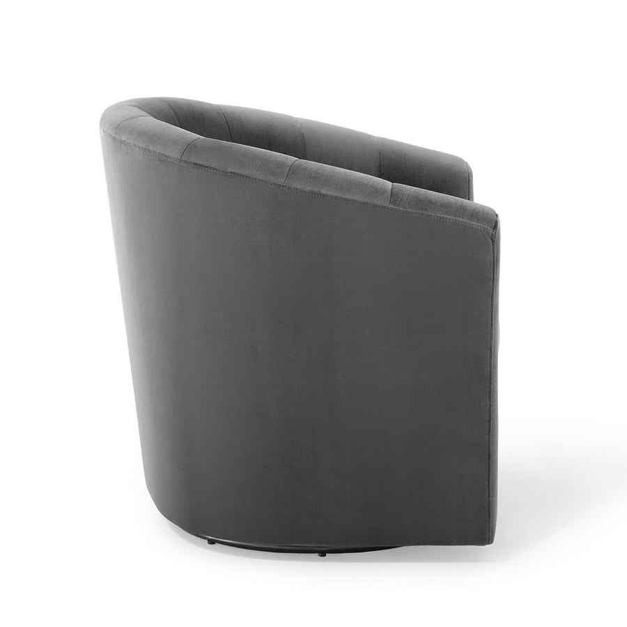 Hadley Performance Velvet Swivel Armchair in Charcoal