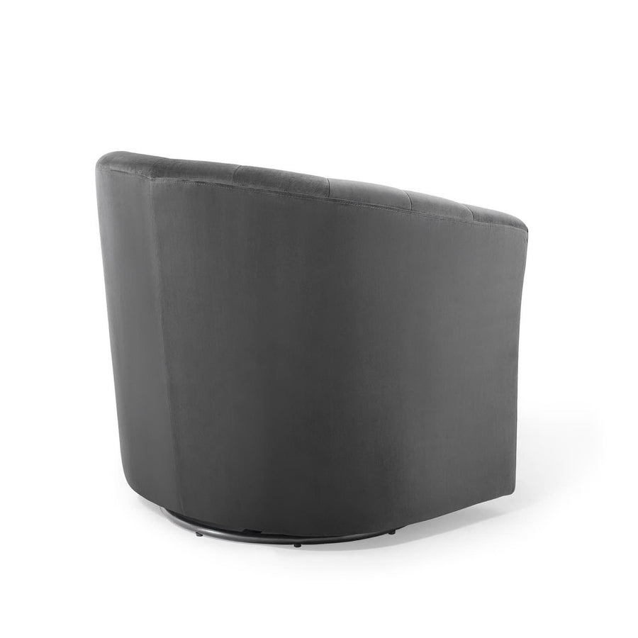 Hadley Performance Velvet Swivel Armchair in Charcoal