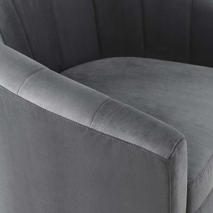 Prospect Performance Velvet Swivel Armchair in Charcoal