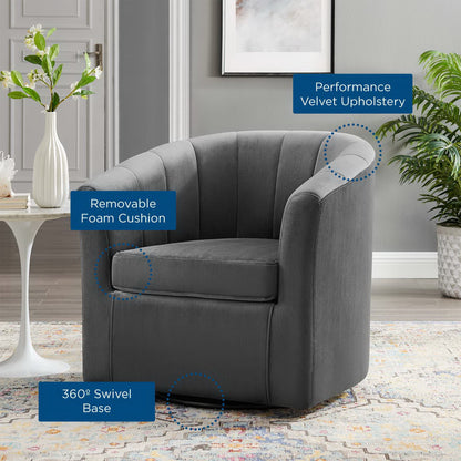 Prospect Performance Velvet Swivel Armchair by Furniture For America