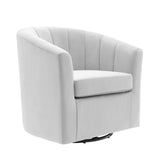 Hadley Performance Velvet Swivel Armchair in Light Gray