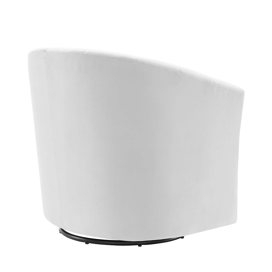 Hadley Performance Velvet Swivel Armchair in Light Gray