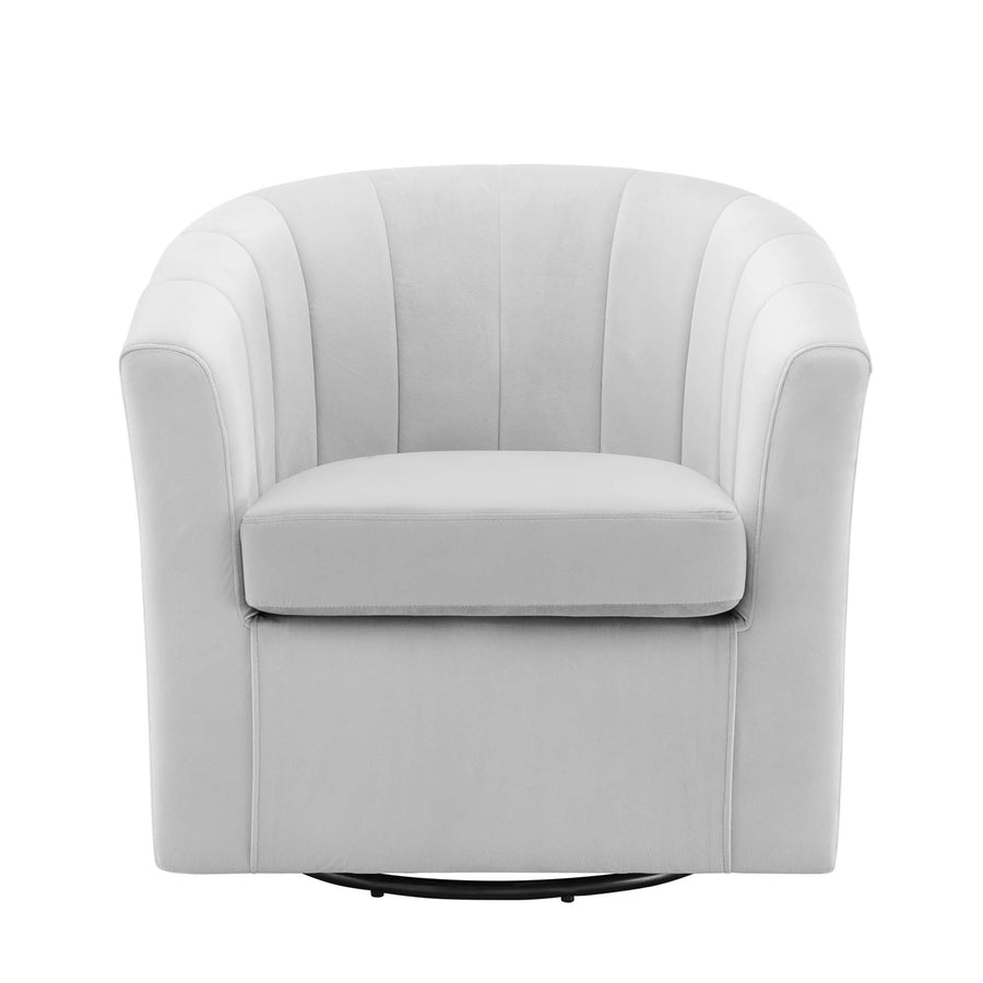 Hadley Performance Velvet Swivel Armchair in Light Gray