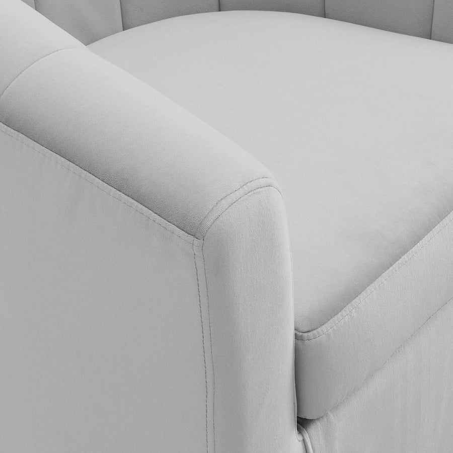 Hadley Performance Velvet Swivel Armchair in Light Gray