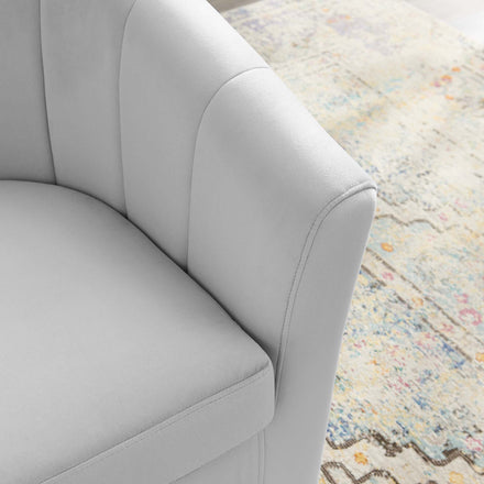 Prospect Performance Velvet Swivel Armchair in Light Gray