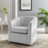Hadley Performance Velvet Swivel Armchair in Light Gray