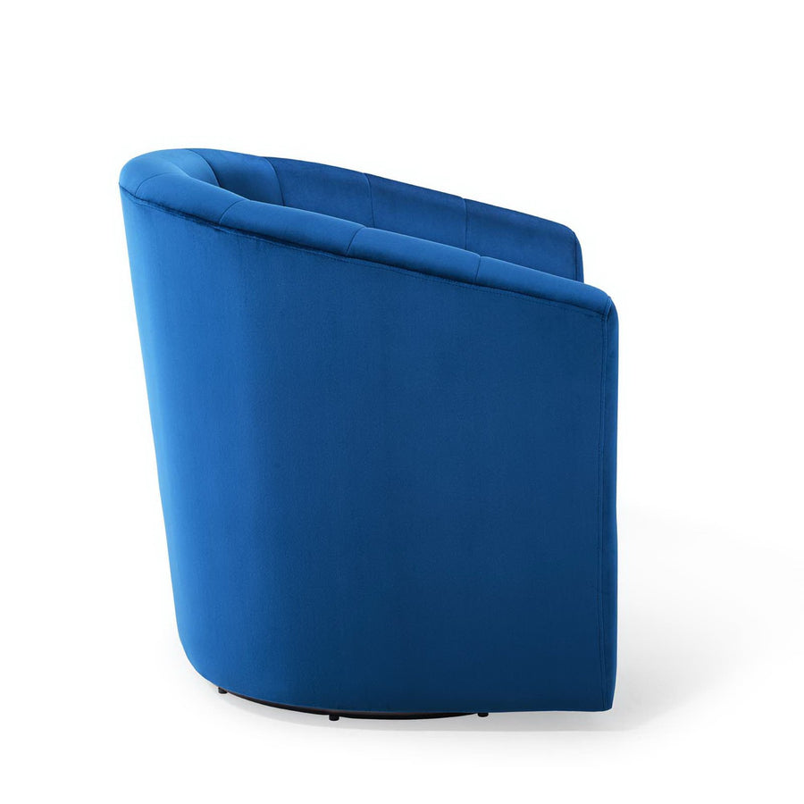 Hadley Performance Velvet Swivel Armchair in Navy