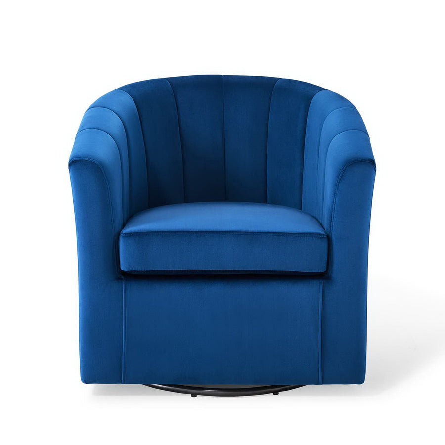 Hadley Performance Velvet Swivel Armchair in Navy