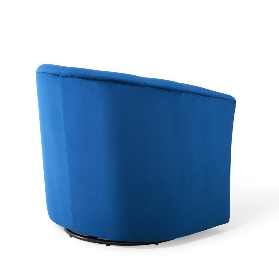 Hadley Performance Velvet Swivel Armchair in Navy