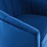 Hadley Performance Velvet Swivel Armchair in Navy