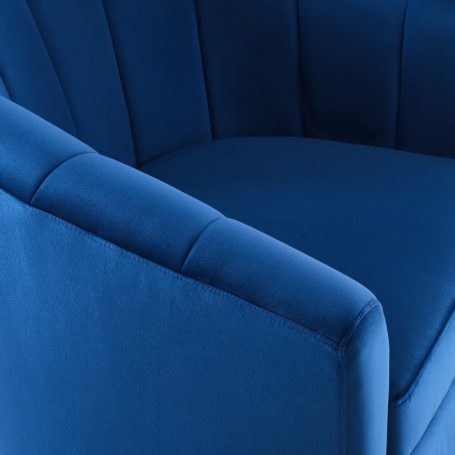 Hadley Performance Velvet Swivel Armchair in Navy