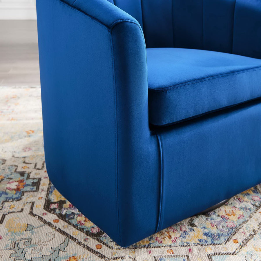 Hadley Performance Velvet Swivel Armchair in Navy