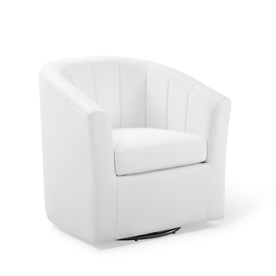 Hadley Performance Velvet Swivel Armchair in White
