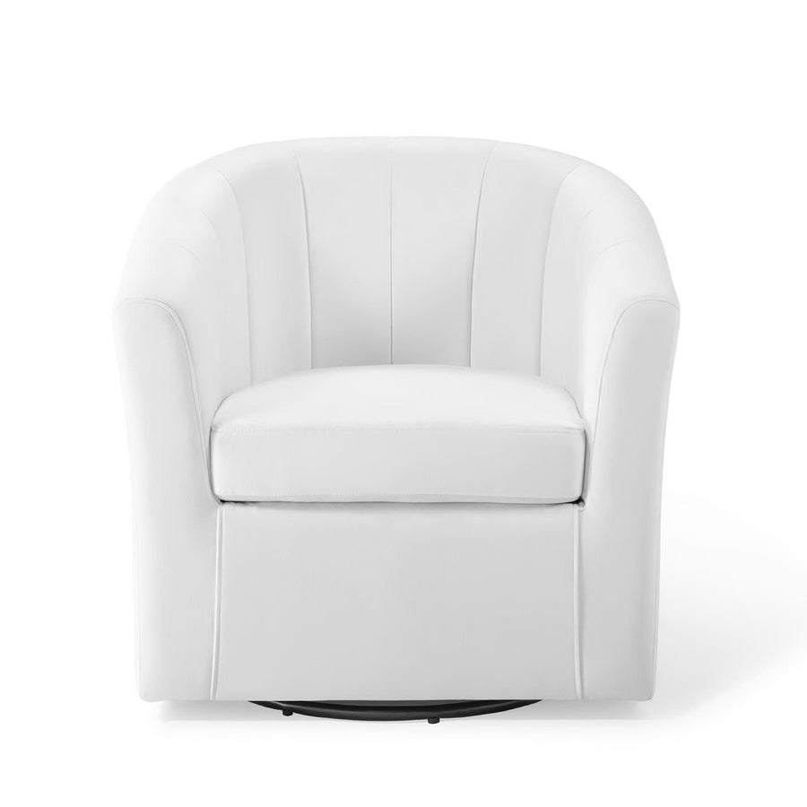 Hadley Performance Velvet Swivel Armchair in White