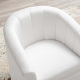 Hadley Performance Velvet Swivel Armchair in White
