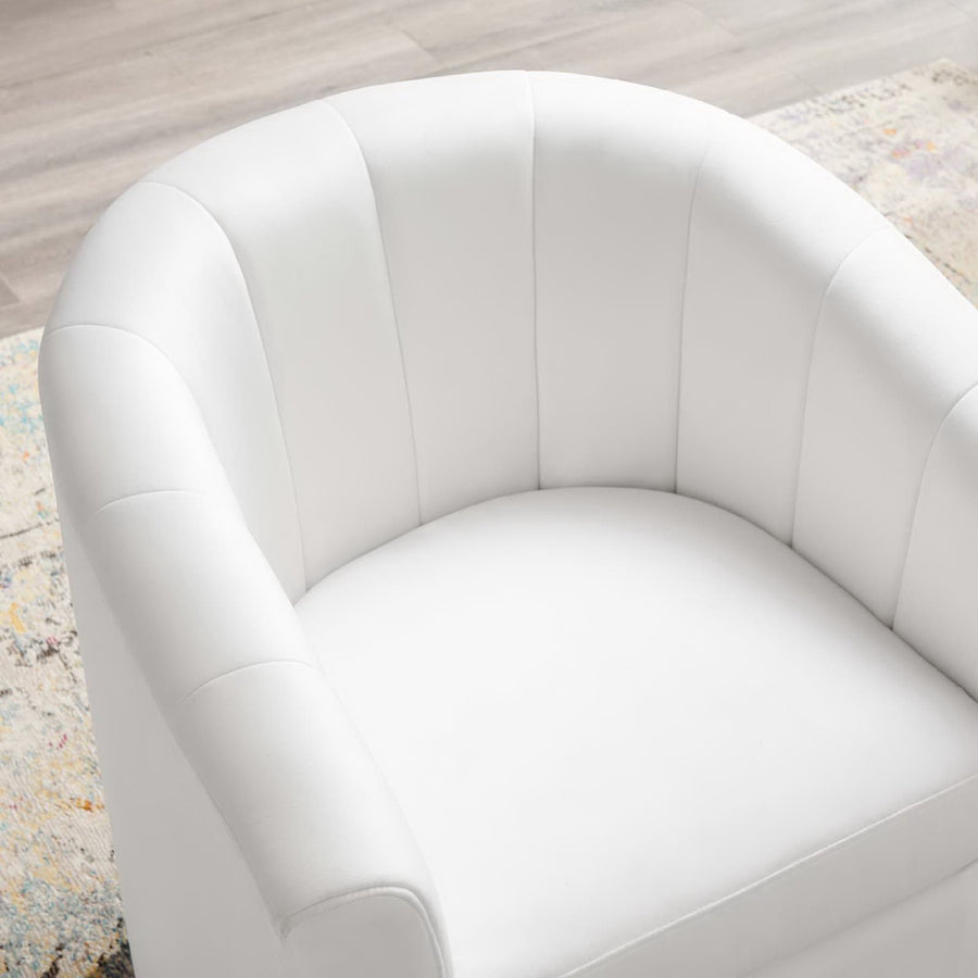 Hadley Performance Velvet Swivel Armchair in White