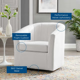 Hadley Performance Velvet Swivel Armchair in White