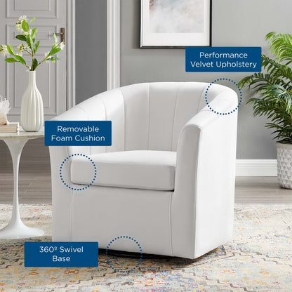 Prospect Performance Velvet Swivel Armchair by Furniture For America